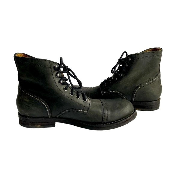 Hawkins Combat Boots Black Leather Lace Up Shoes Outdoor Military Mens 41 US 8 - Picture 2 of 14